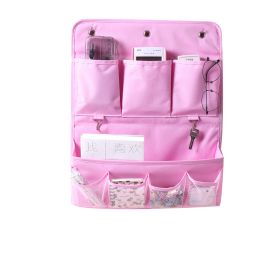 Hanging storage bag Wall hanging fabric storage bag Household daily necessities storage bag (Color: Pink)