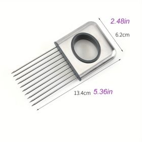 Onion Slicer Holder, Onion Holder For Slicing, 304 Stainless Steel Onion Slicer Cutter, Lemon Holder Slicer, Creative Onion Slicer Holder (Color: Silver)