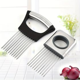 Onion Slicer Holder, Onion Holder For Slicing, 304 Stainless Steel Onion Slicer Cutter, Lemon Holder Slicer, Creative Onion Slicer Holder (Color: Black and silver)